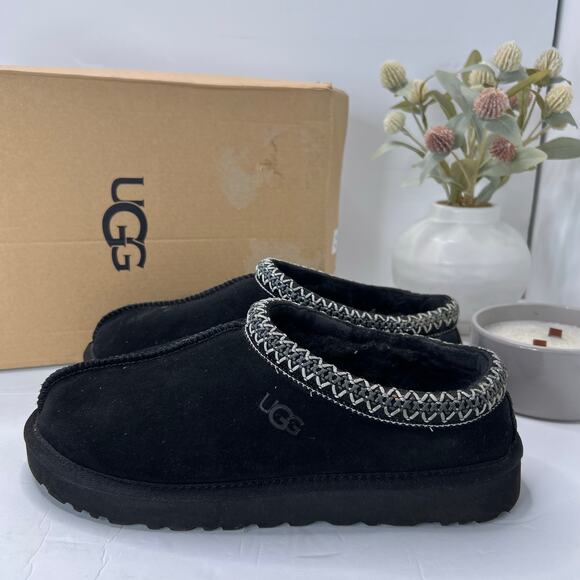 UGG Tasmen Slip-On Suede Wool Lined Slippers Black Women's 11 Comfort Casual - Picture 3 of 10